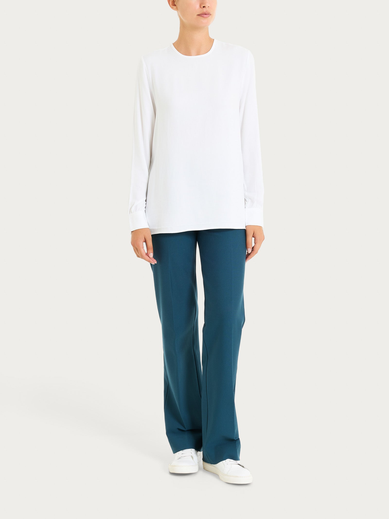 Ragno Winter Ecoseta Blusa Girocollo Donna Bianco Fluida