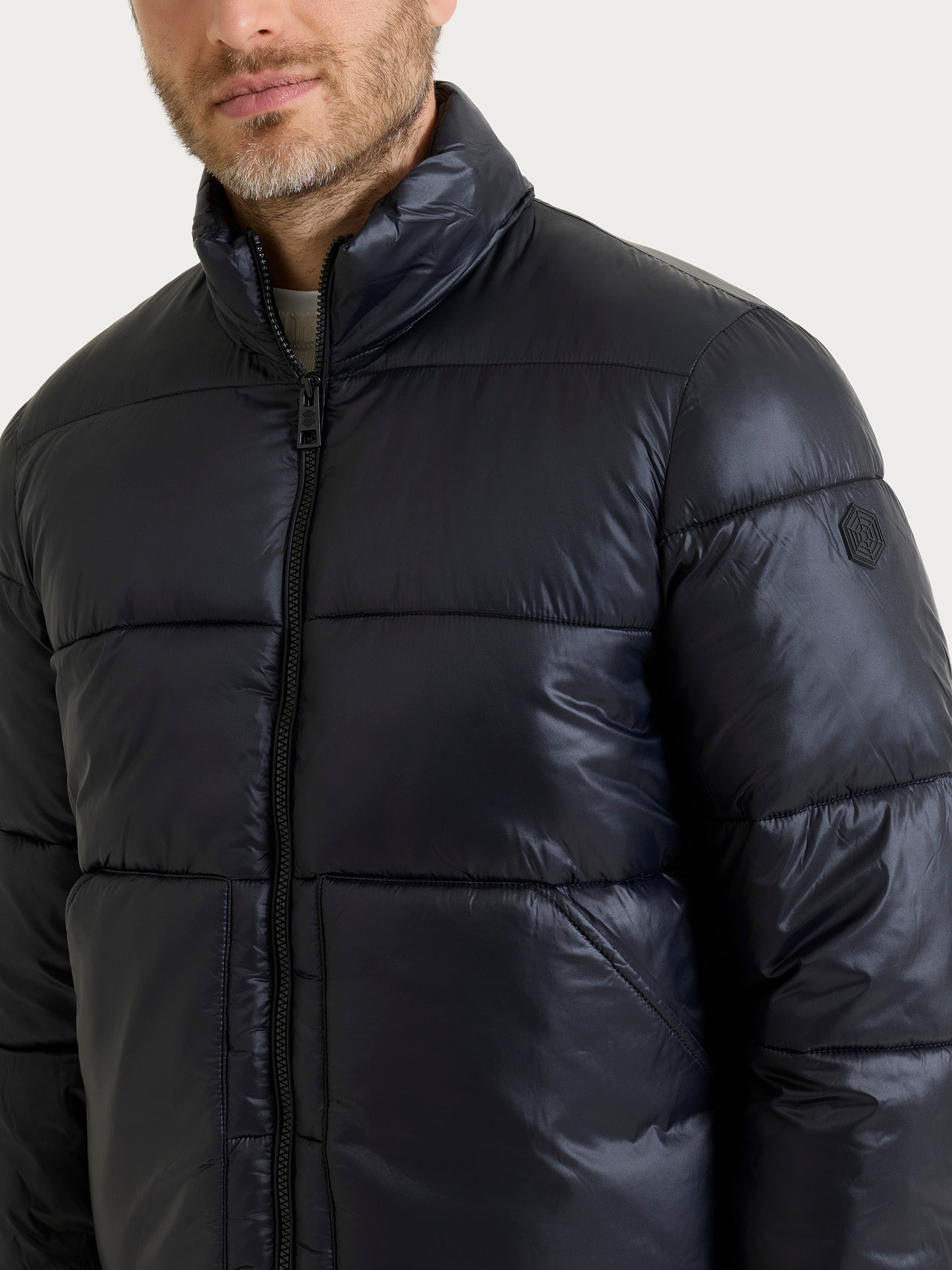 Ragno Vegan Down piumino corto shiny nero uomo