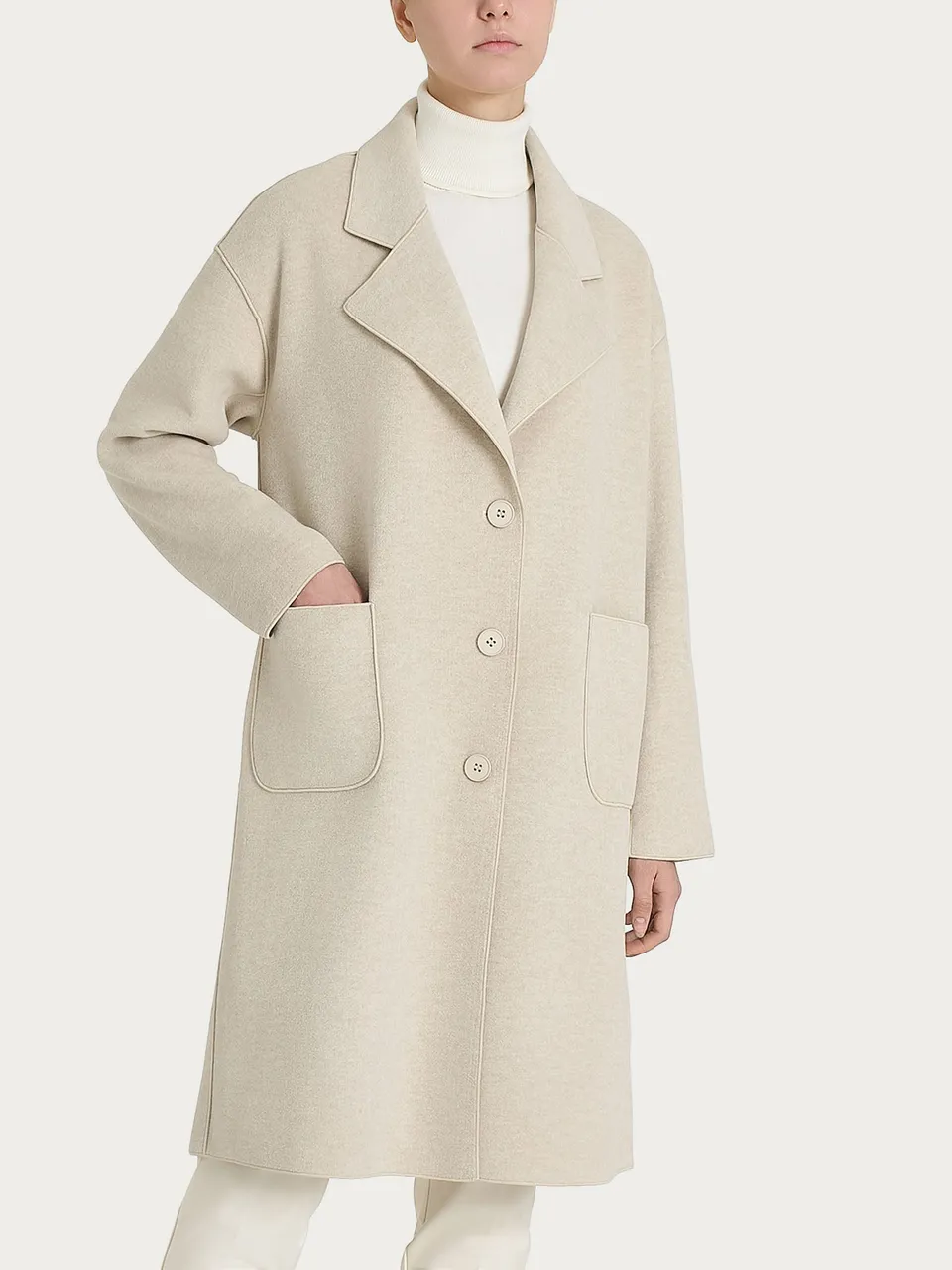 Ragno Vegan Wool Cappotto Donna Champignon Bottoni