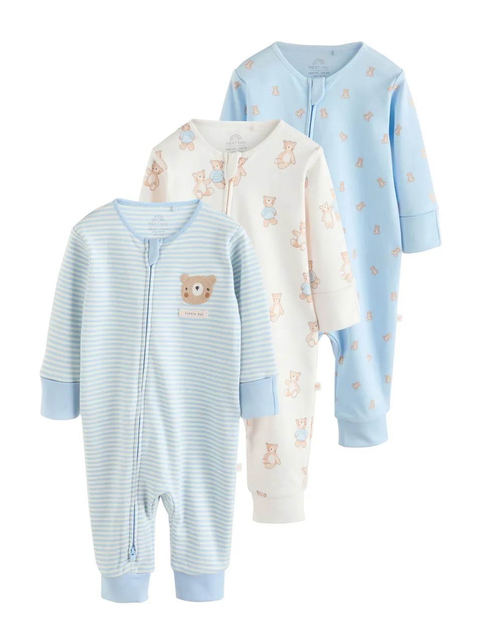 Next tutine neonato con zip 9-12 mesi confezione 3 pezzi cotone