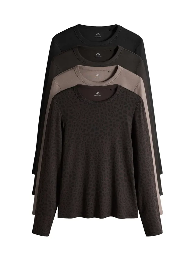The Set magliette donna coste maniche lunghe confezione 4 pz