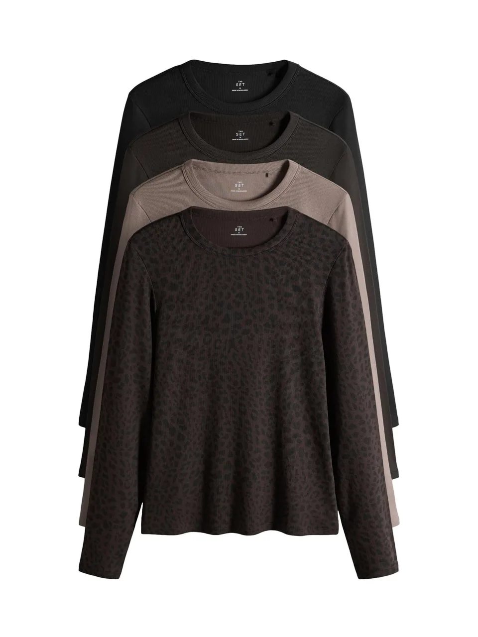 The Set magliette donna coste maniche lunghe confezione 4 pz