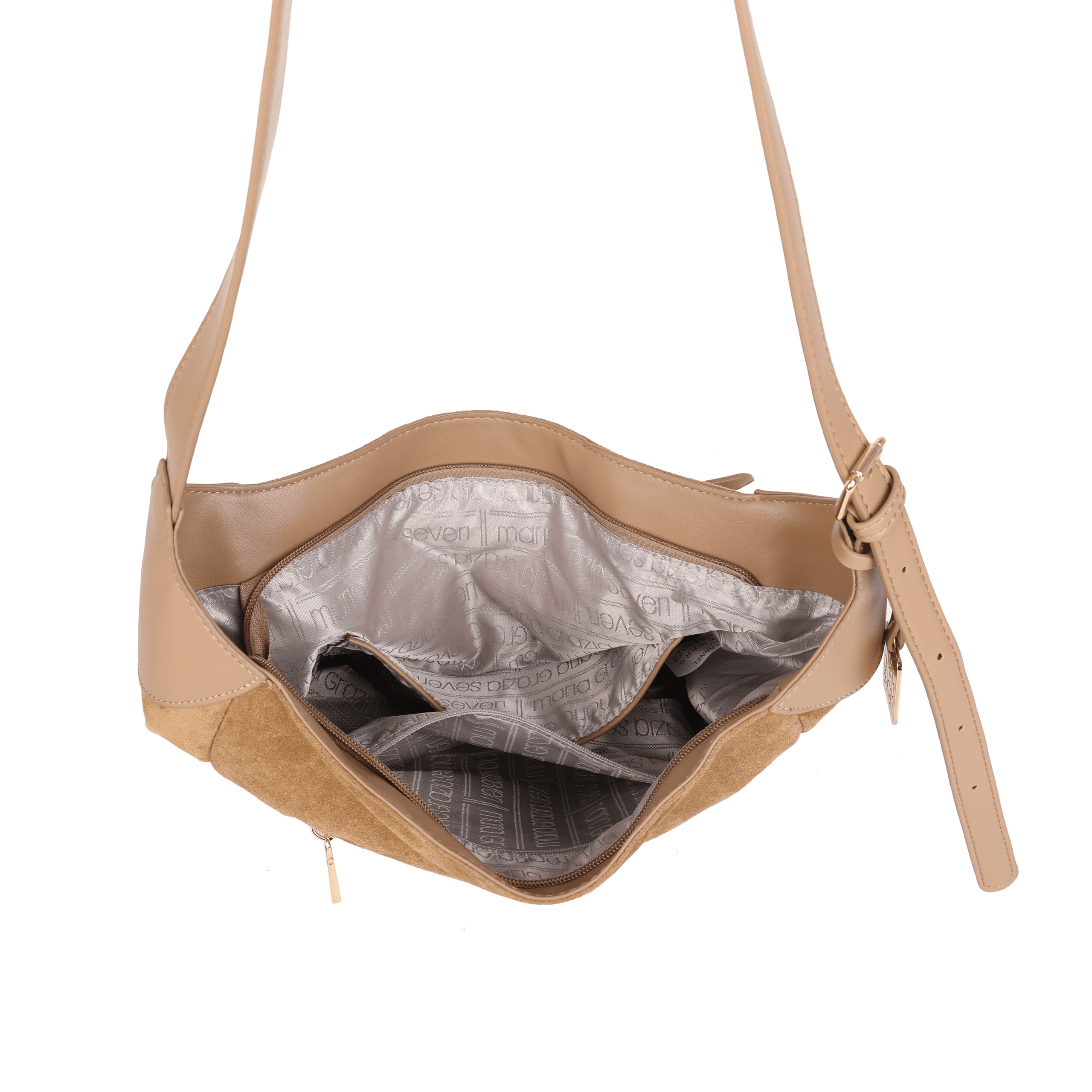 Maria Grazia Severi RZ6970 borsa hobo scamosciata rifiniture lisce