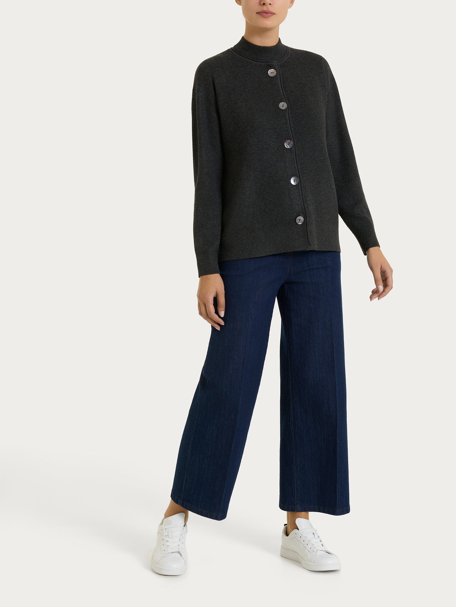 Ragno Four Seasons cardigan donna Oscuro Mel. punto perla