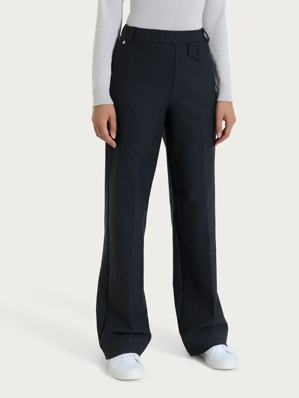 Ragno Compact The Wide Leg pantalone ampio nero Oscuro Mel.