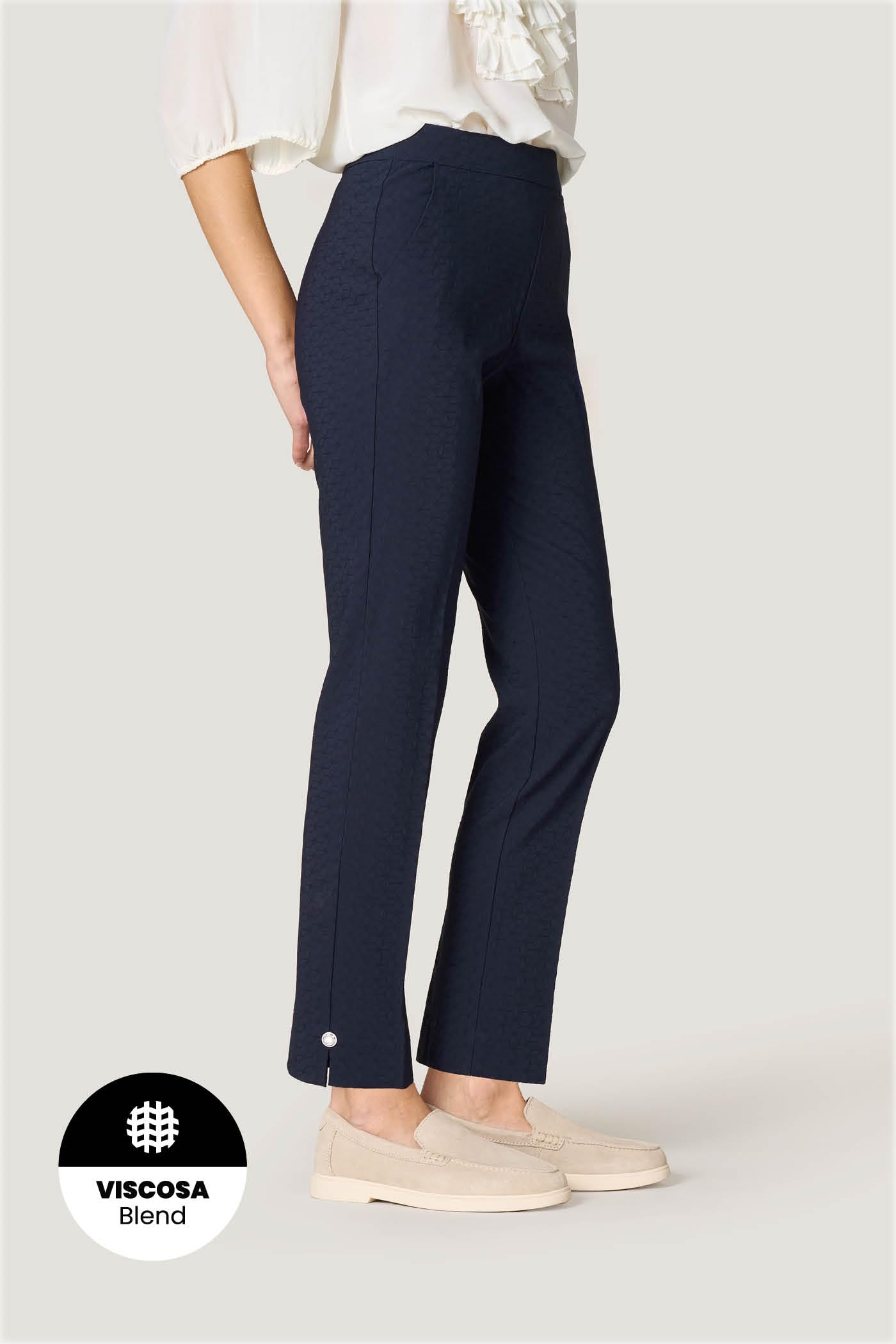 Goldenpoint Straight pantalone donna bottone bijoux nero