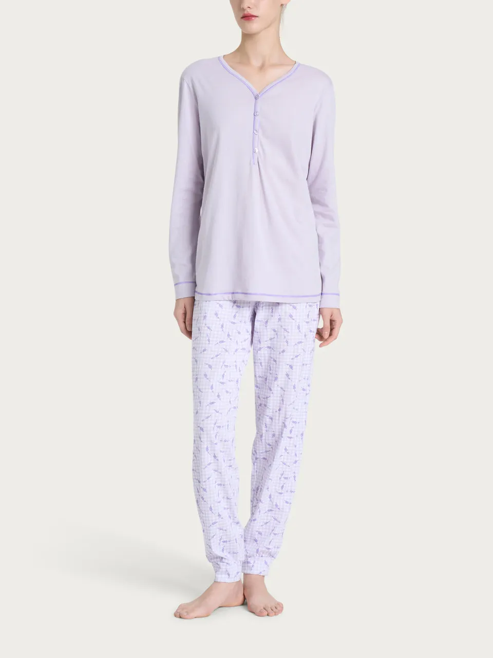 Ragno Jersey Cotone pigiama lungo donna Fant. Thistle