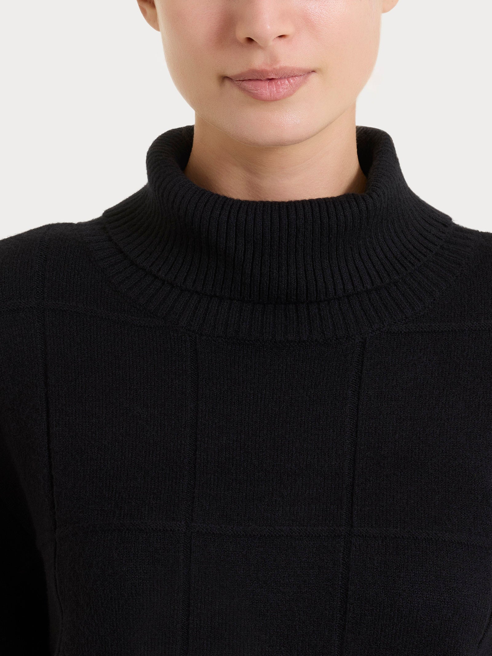 Ragno Super Soft dolcevita check nero maglia calda boxy