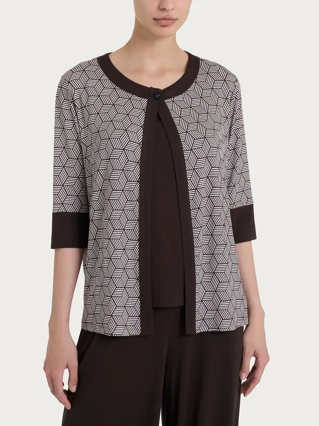 Ragno Viscosa Summer Cardigan Corto Fantasia Cubi Dawn Blue