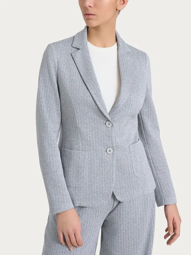 Ragno Compact Blazer gessato grigio punto Milano elasticizzato