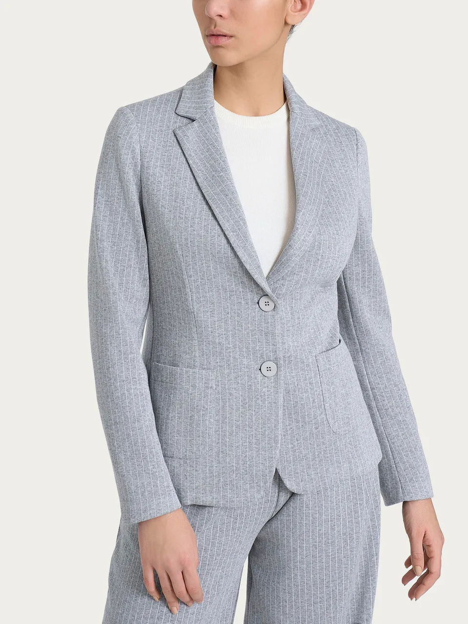 Ragno Compact Blazer gessato grigio punto Milano elasticizzato