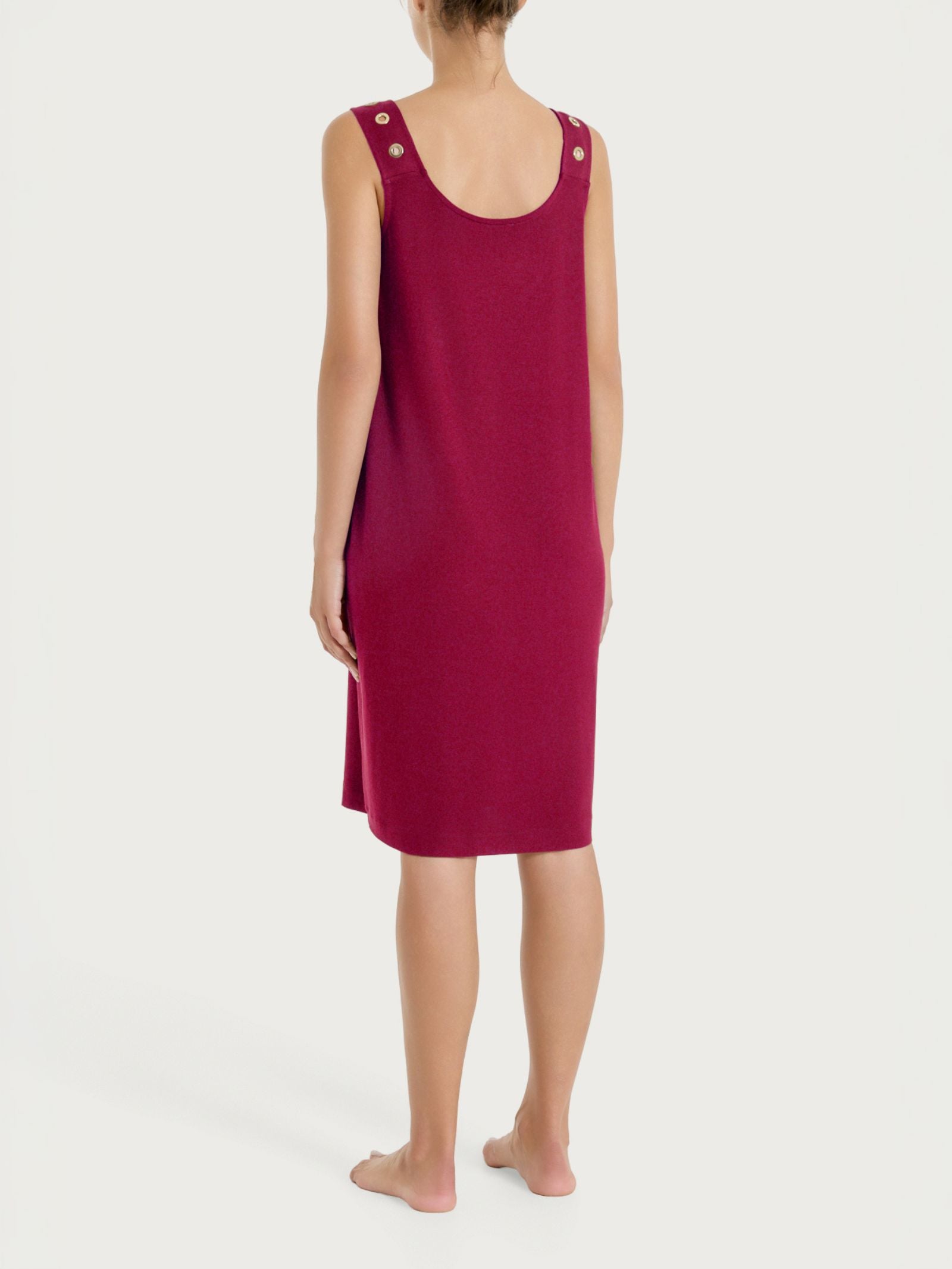 Ragno Viscosa Summer smanicato con occhielli abito Beet Red fresco