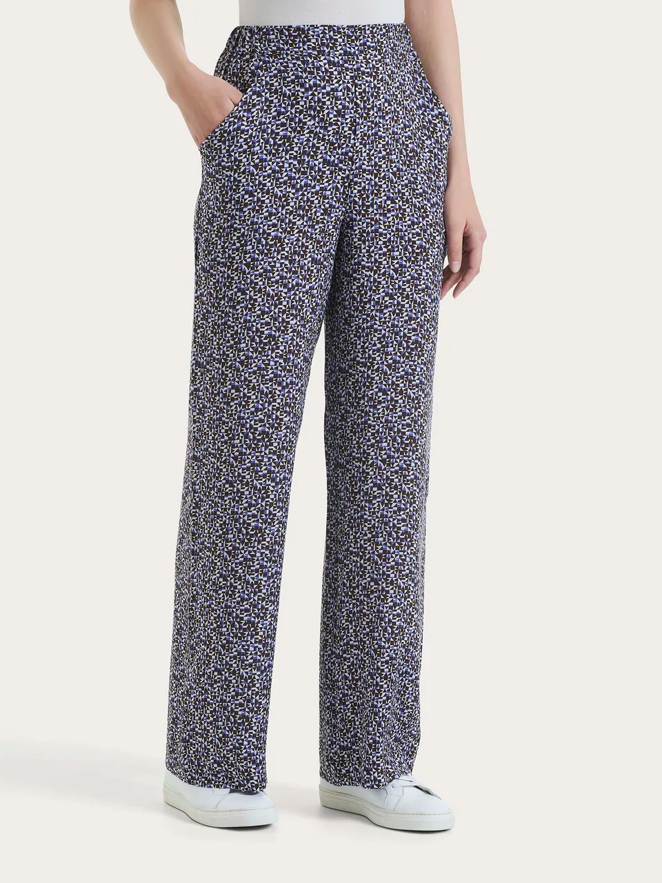 Ragno EcoSeta Pantalone ampio rosa fantasia in viscosa