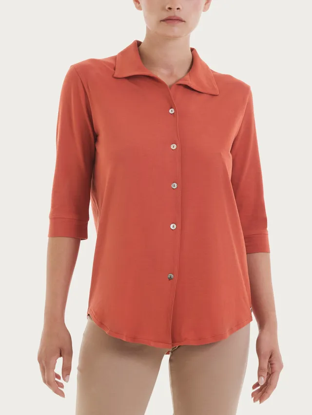 Ragno Ultralight camicia 3/4 Burnt Brick cotone