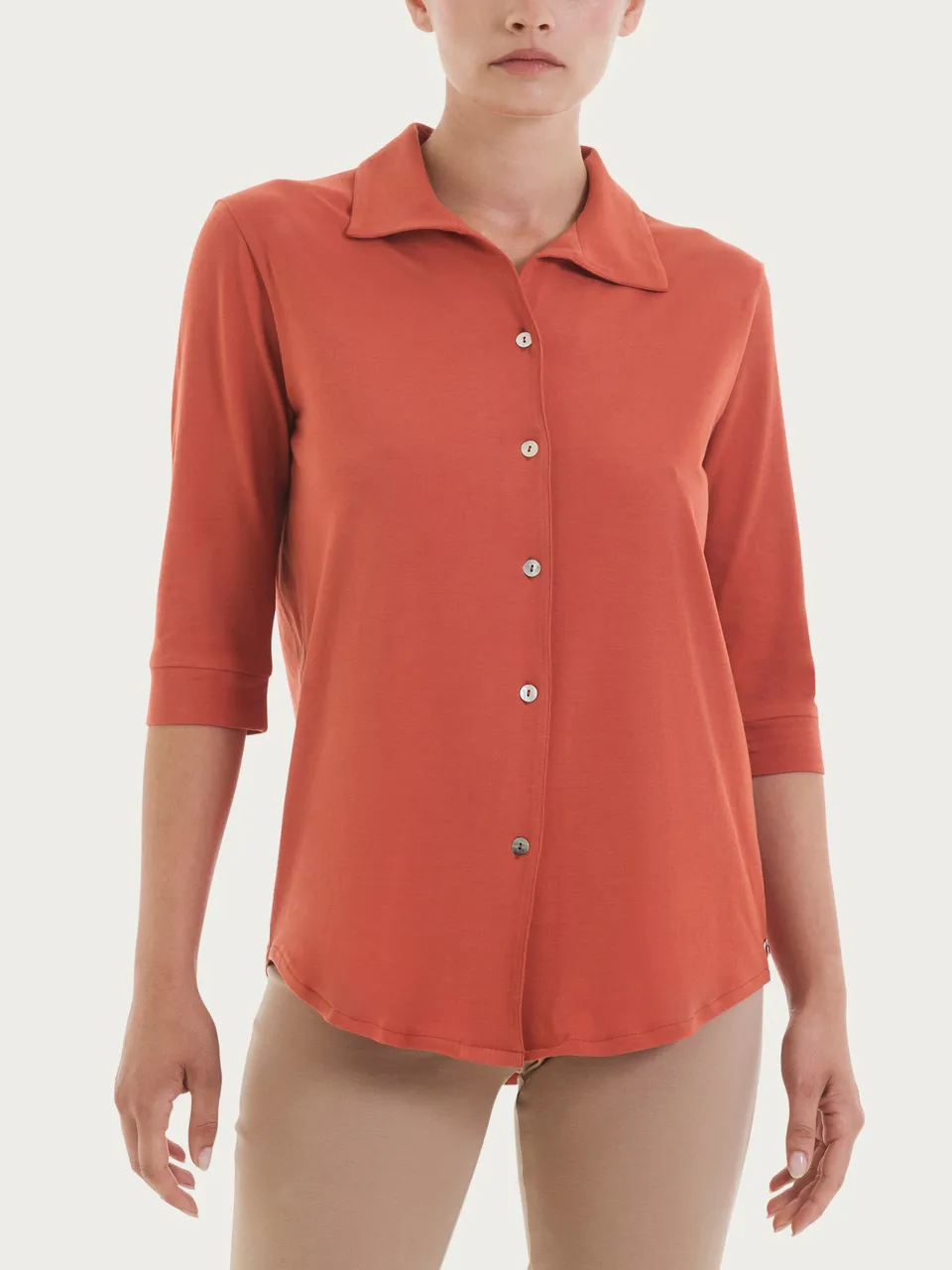 Ragno Ultralight camicia 3/4 Burnt Brick cotone