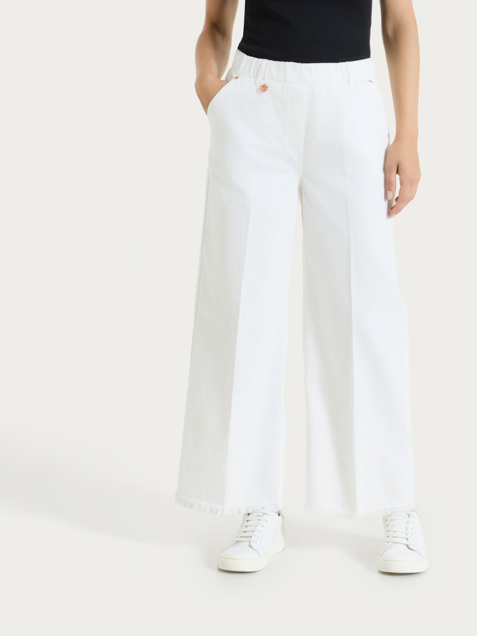 Ragno Jeans Sfrangiato Wide Leg jeans bianco