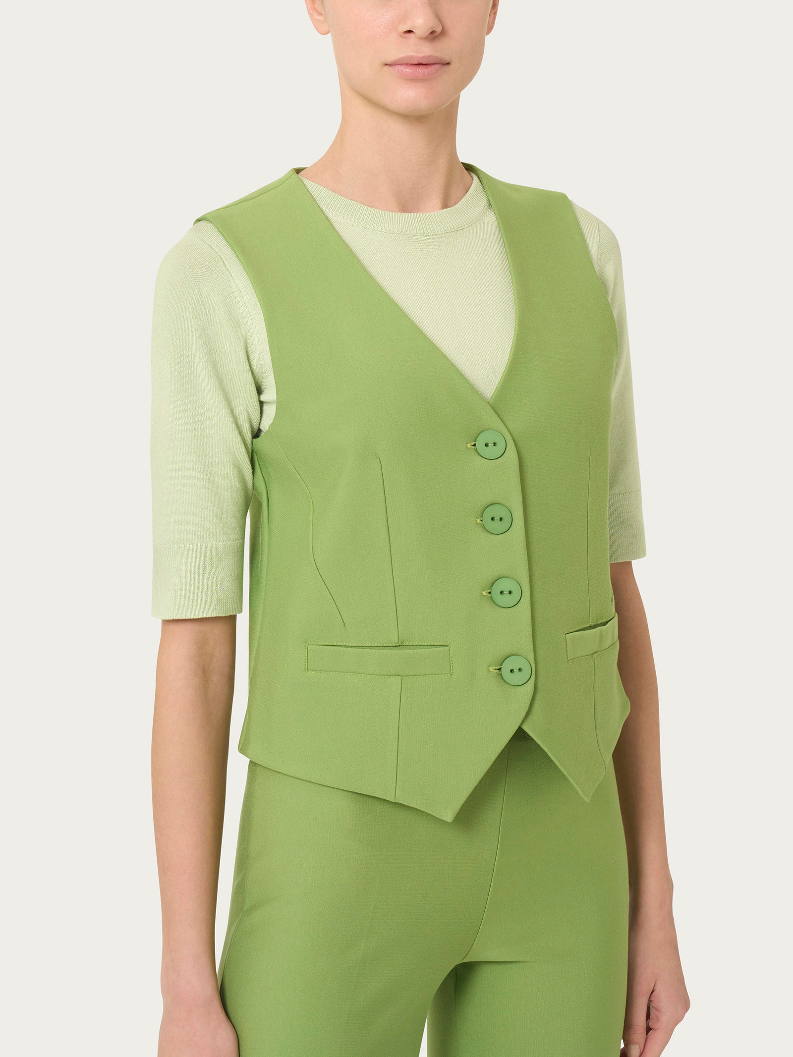 Ragno Compact Gilet 4 bottoni donna verde elegante