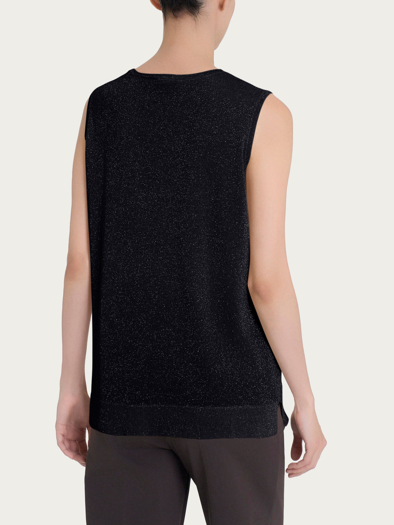 Ragno Viscosa Summer maglia smanicata nero lurex