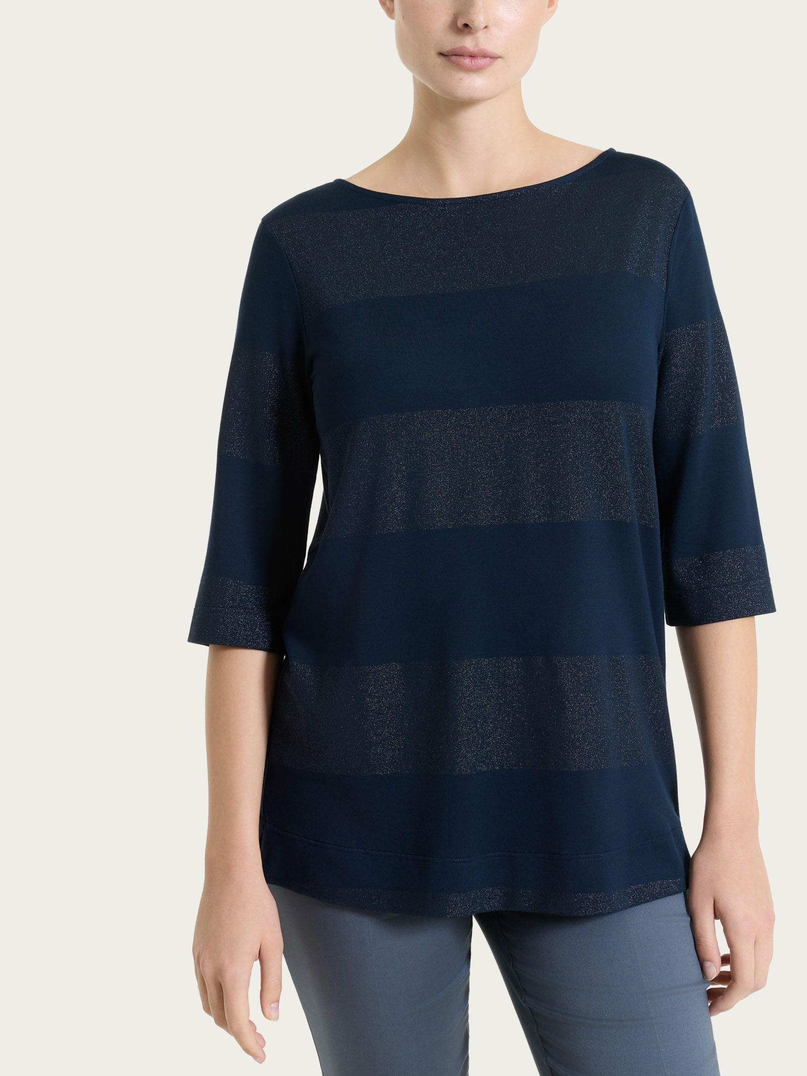Ragno Summer Light maglietta barchetta righe bleu lurex