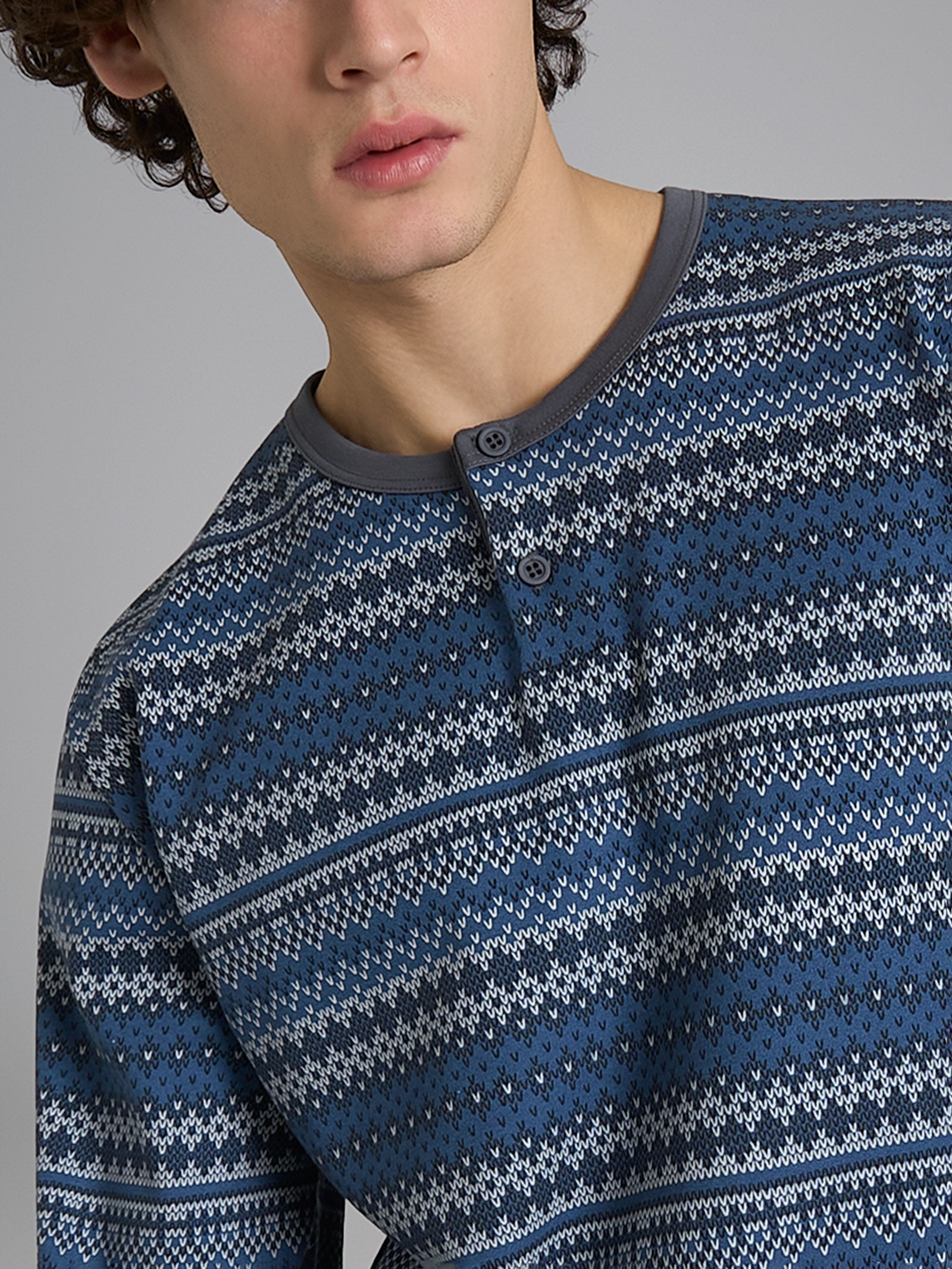 Ragno Pigiama Serafino Interlock Cotone Ensign Blue Uomo