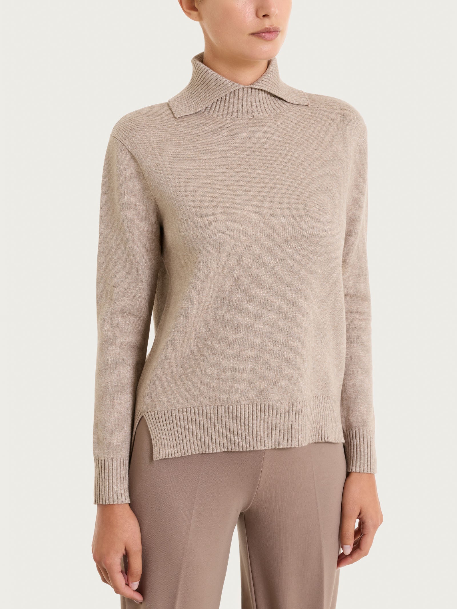 Ragno Super Soft Maglia Collo Alto Spacco Cammello Mel. calda