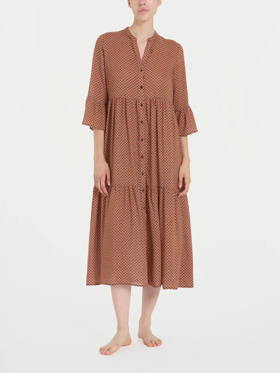 Ragno EcoSeta vestito lungo manica 3/4 Spice Route