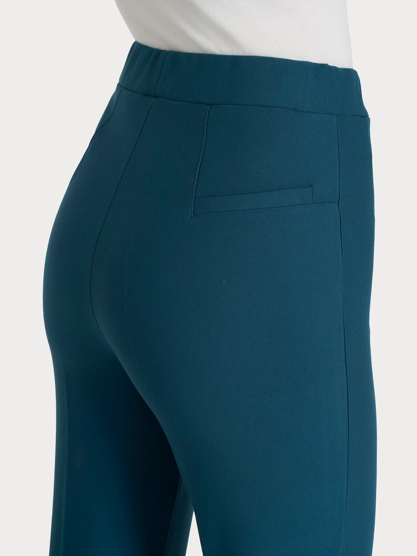 Ragno Compact flare pantalone blu Reflecting Pond vita elasticizzata