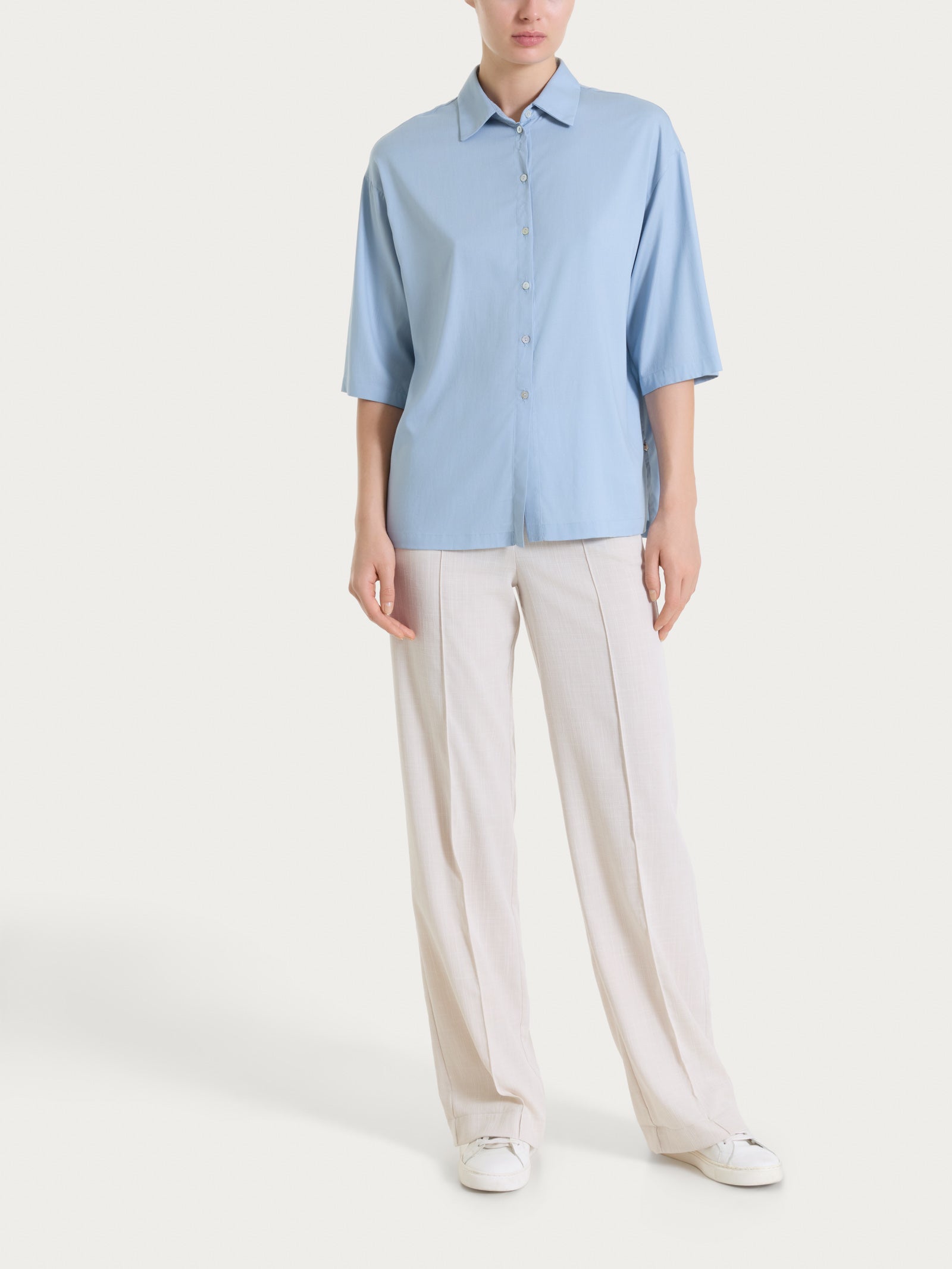 Ragno Voile Stretch Camicia Manica 3/4 Azzurra