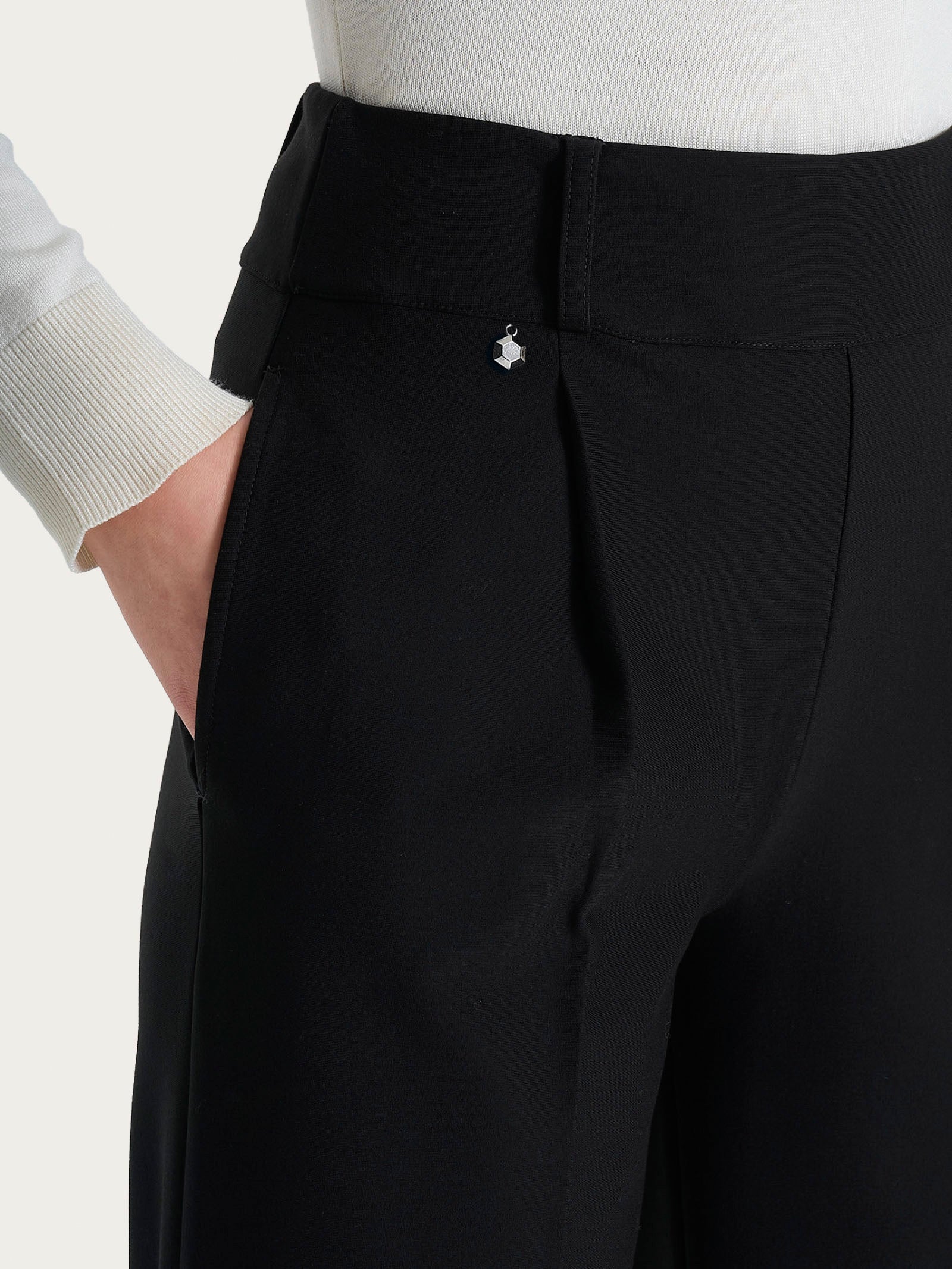 Ragno Compact Pantalone Ampio Wide Leg Nero