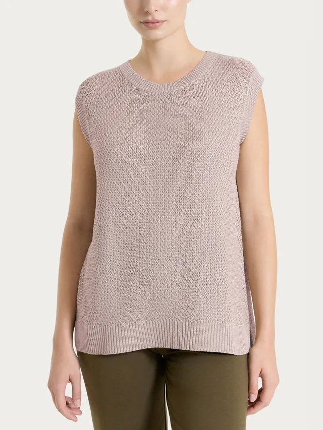 Ragno Comfort Smanicato Lurex Rice Stitch Gilet Sphinx Boxy