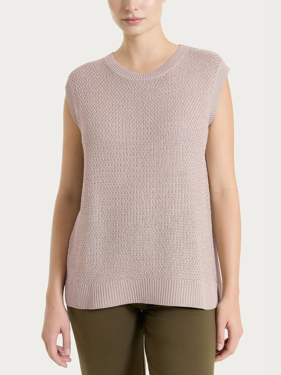 Ragno Comfort Smanicato Lurex Rice Stitch Gilet Sphinx Boxy