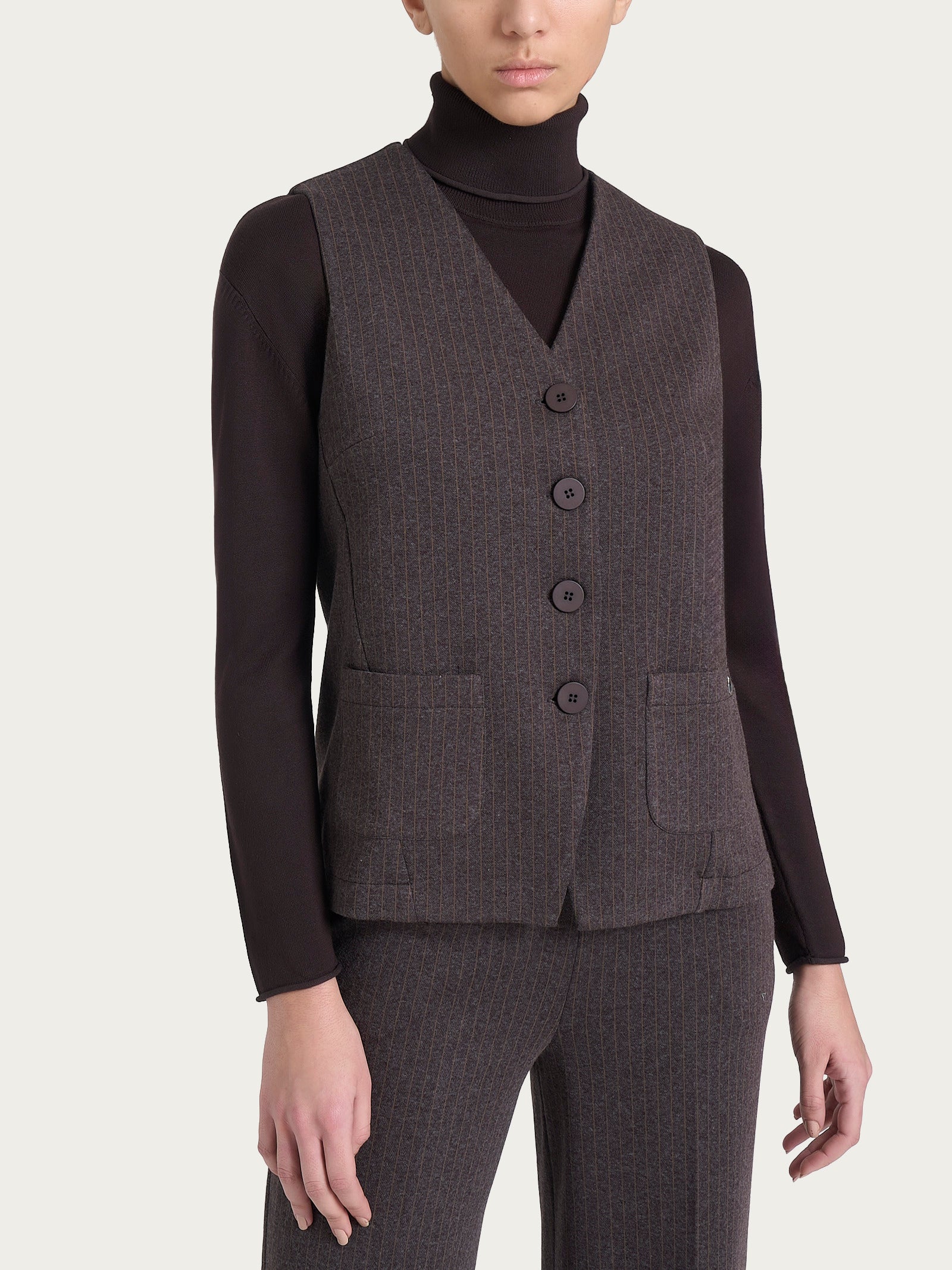 Ragno Eco Jacquard gilet gessato Fant. Chocolate viscosa