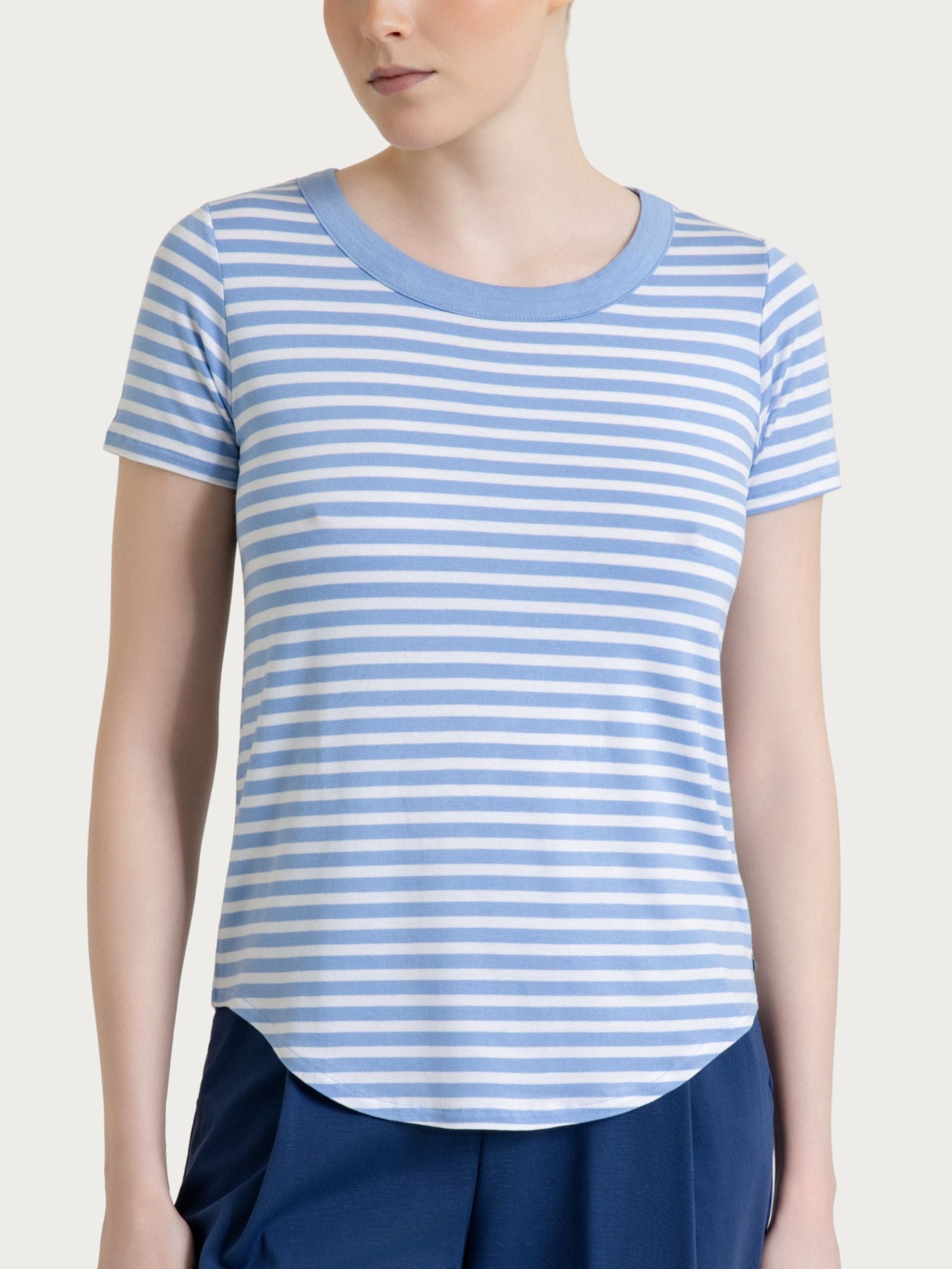 Ragno Viscosa Summer Maglietta righe manica corta Bel Air Blue
