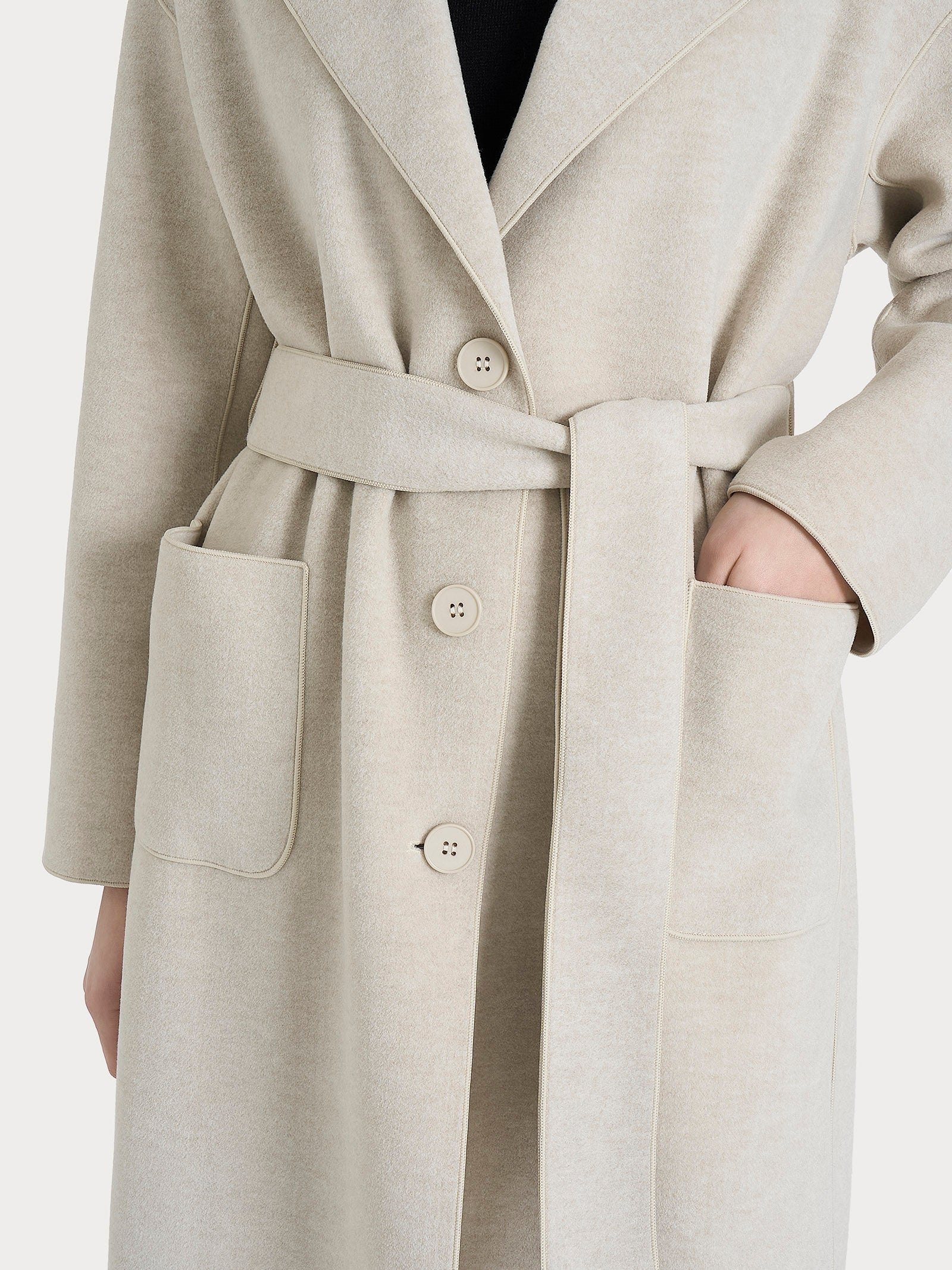 Ragno Vegan Wool cappotto lungo Champignon Mel caldo
