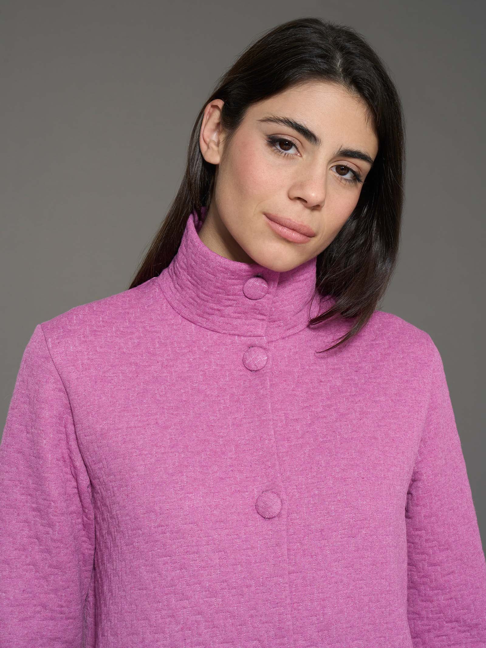 Ragno vestaglia lunga bottoni trapuntino red violet misto cotone