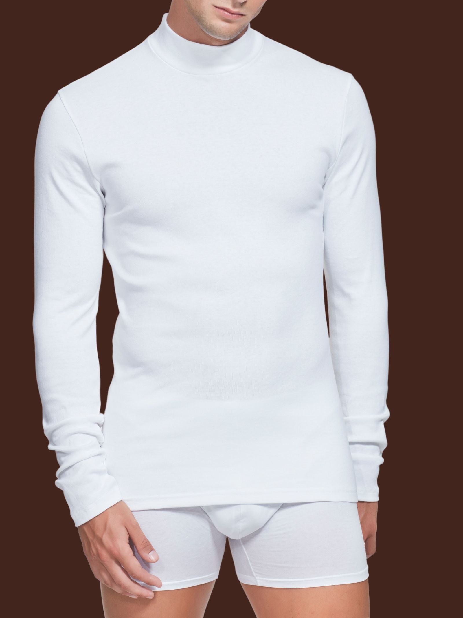 Ragno Lupetto Collo Alto Caldo Cotone Bianco Uomo