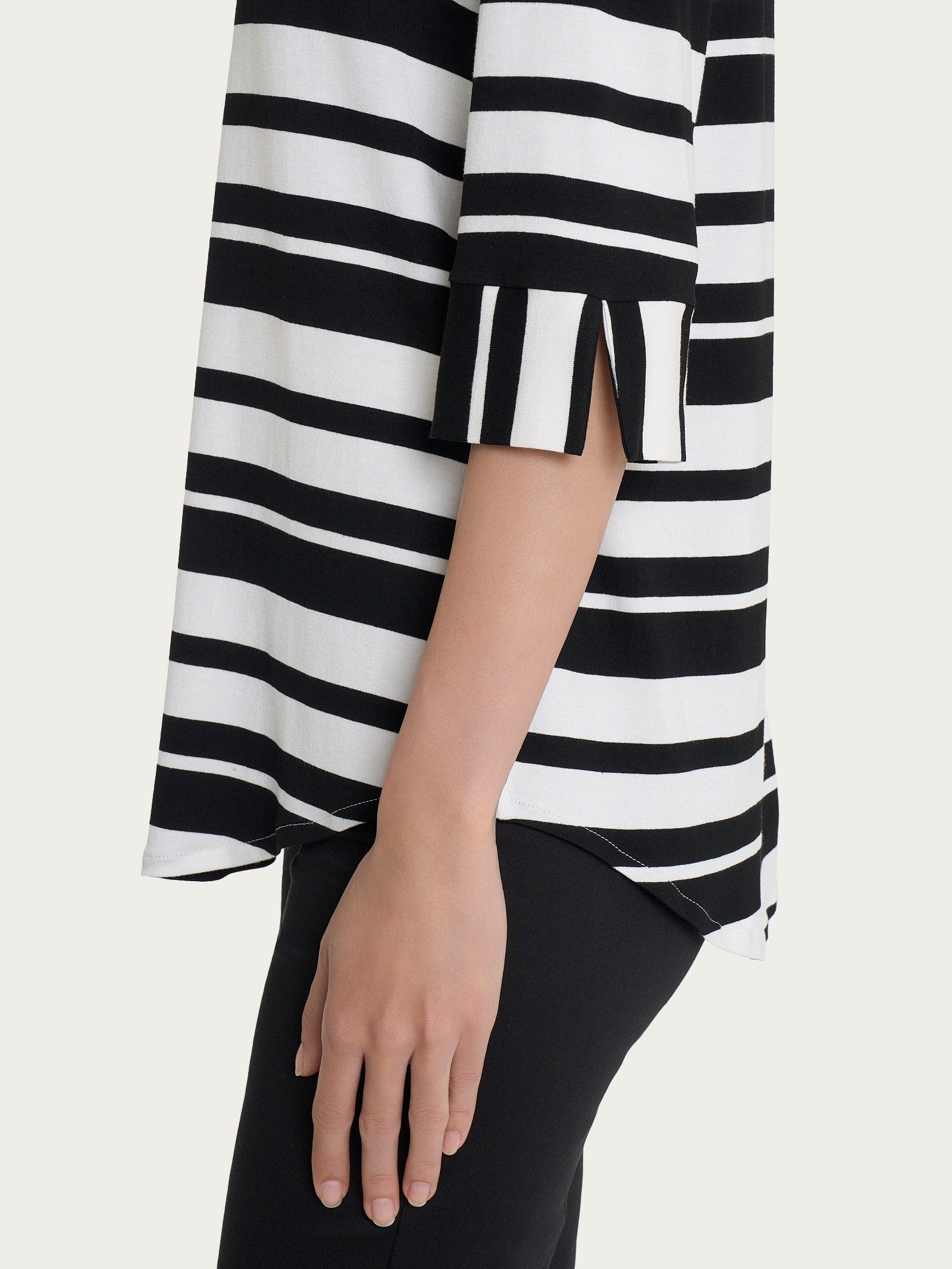 Ragno Viscosa Summer maglietta scollo barchetta nero riga alternata