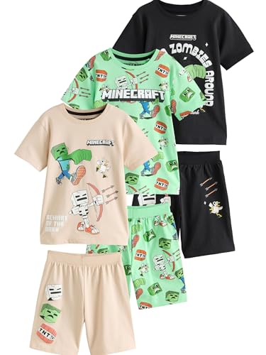 Next Pigiama corto bambino Minecraft 3 pezzi 128 cotone
