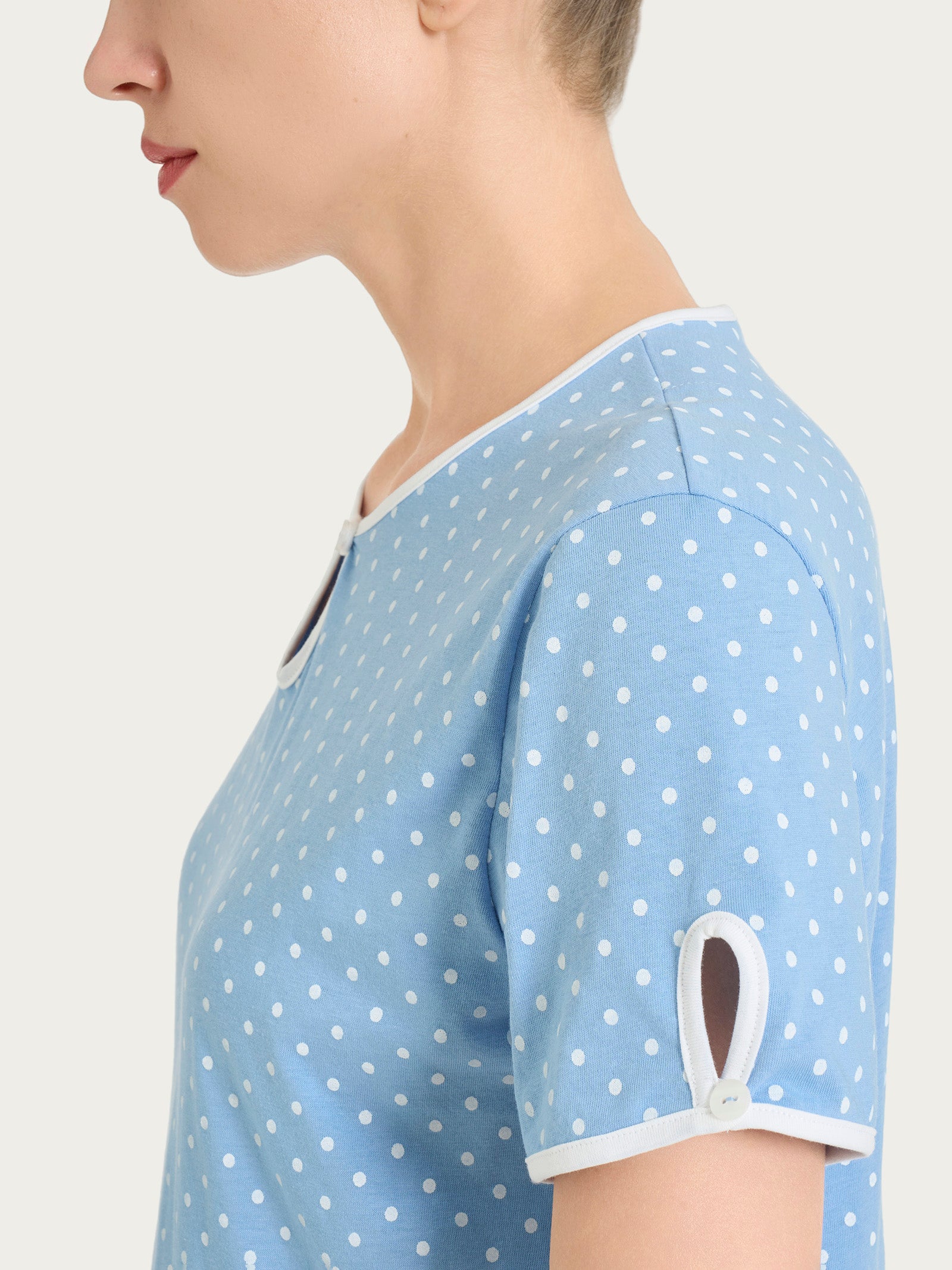 Ragno Jersey Cotone pigiama pinocchietto pois blue fresco