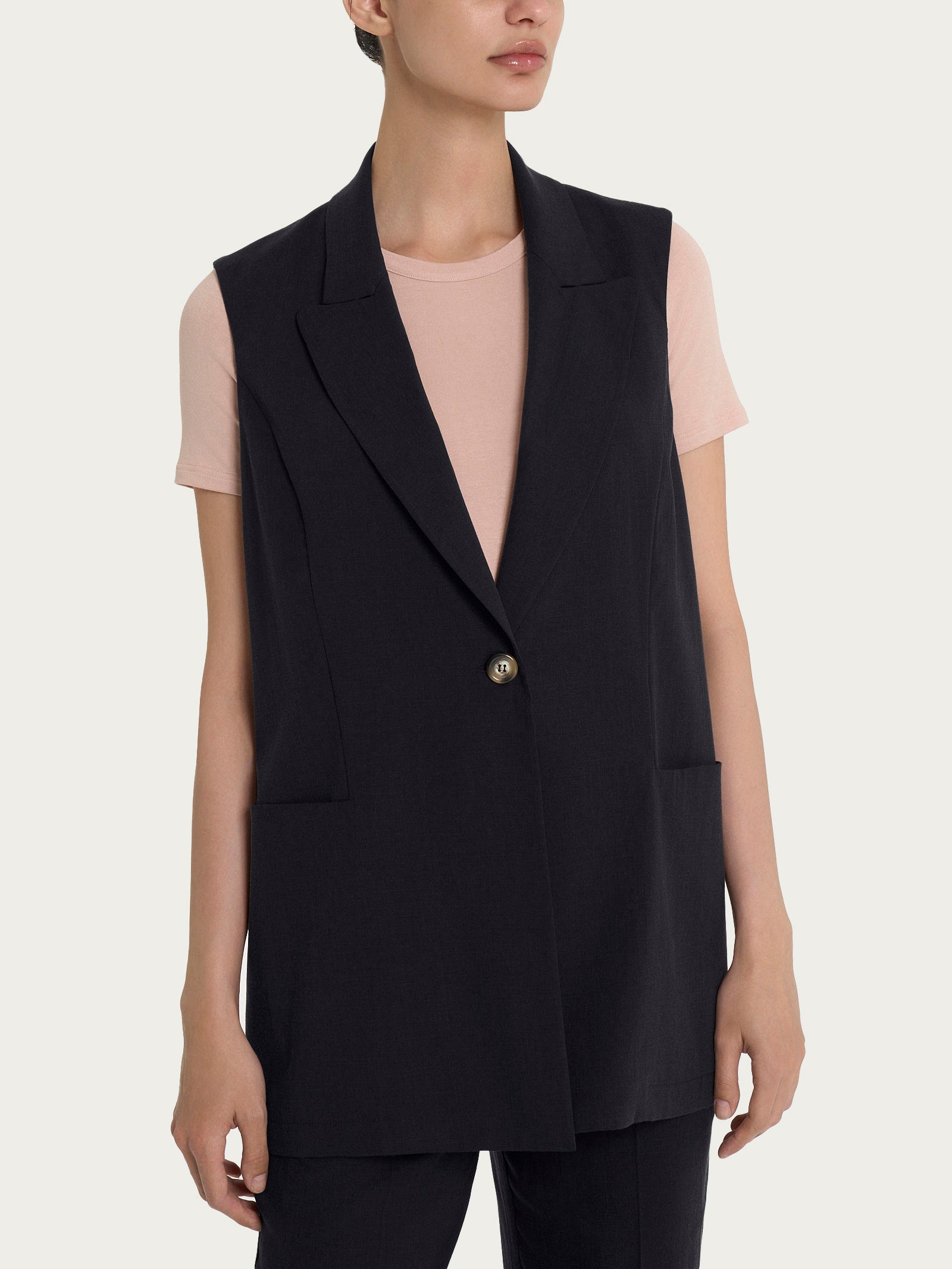 Ragno Super Natural Gilet Lungo Nero tencel fresco