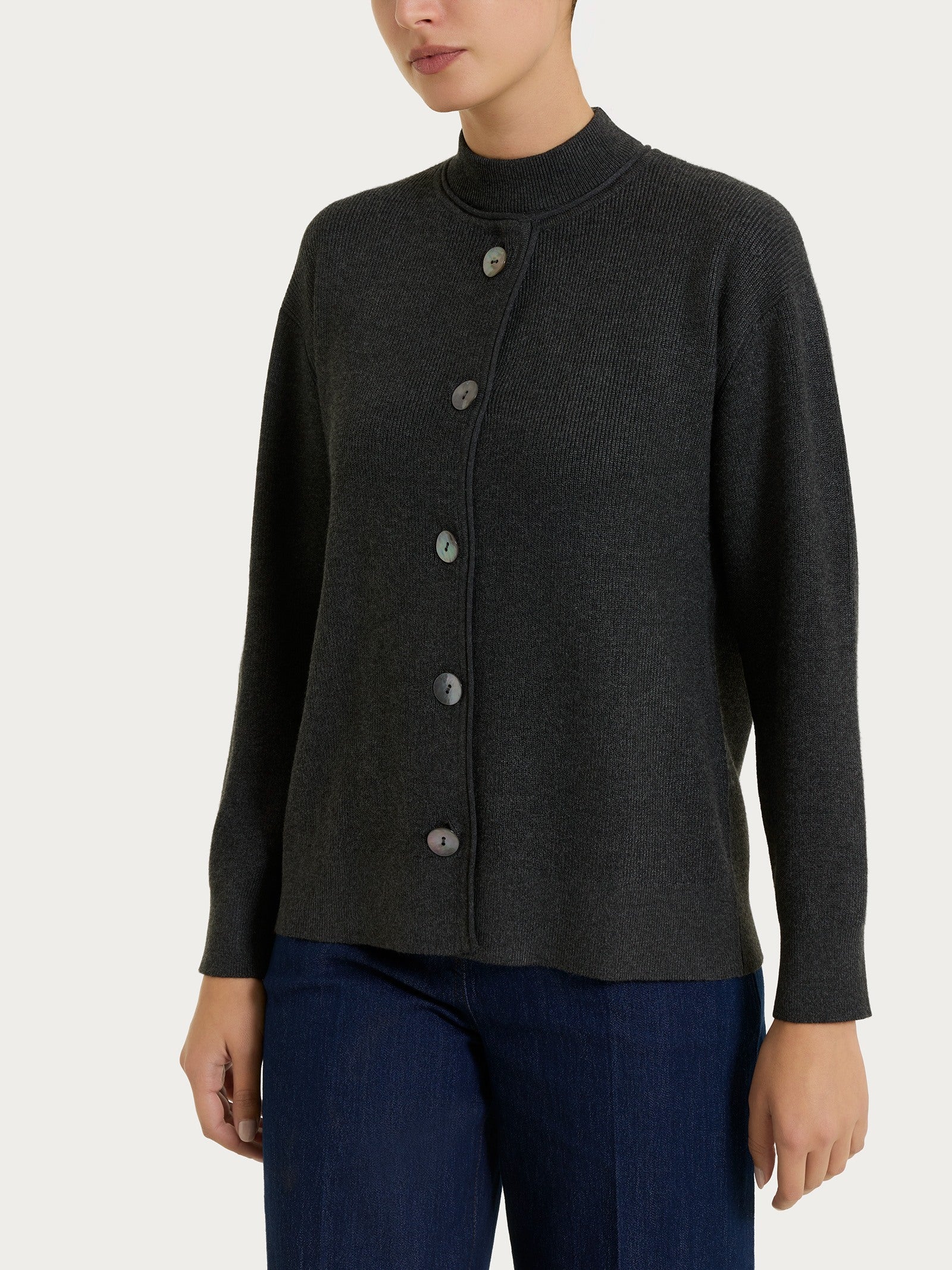 Ragno Four Seasons cardigan donna Oscuro Mel. punto perla