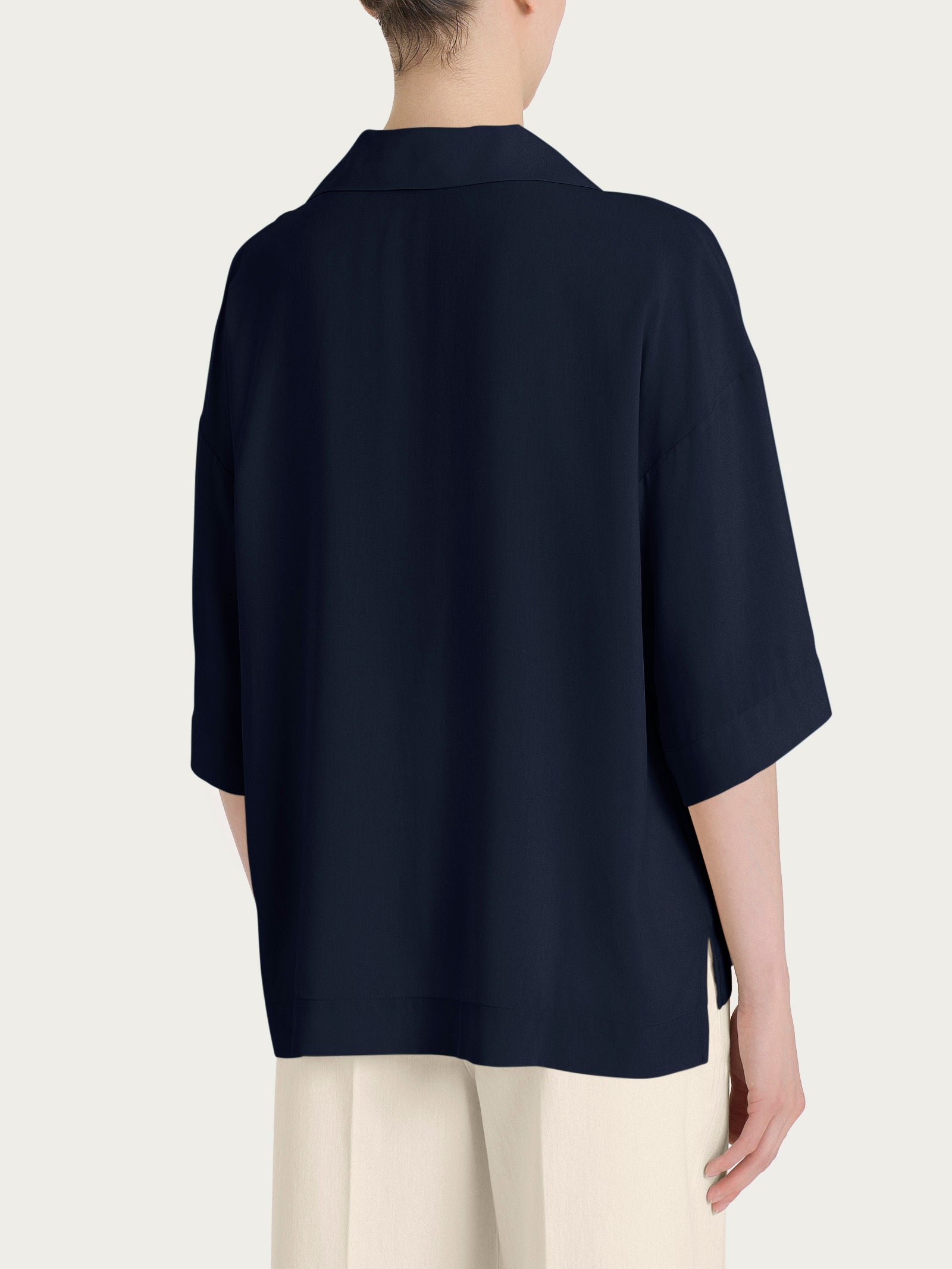 Ragno EcoSeta Blusa Polo donna Bleu manica 3/4