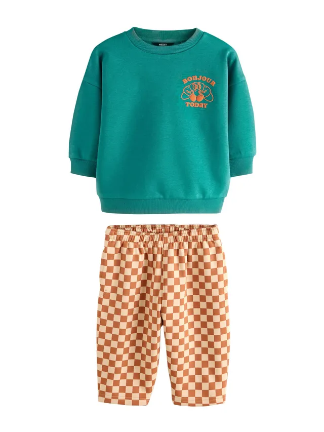 Next Tuta Felpa Jogger Bambino Green Croissant Cotone