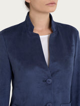 Ragno Compact Short Blazer giacca blu scamosciata
