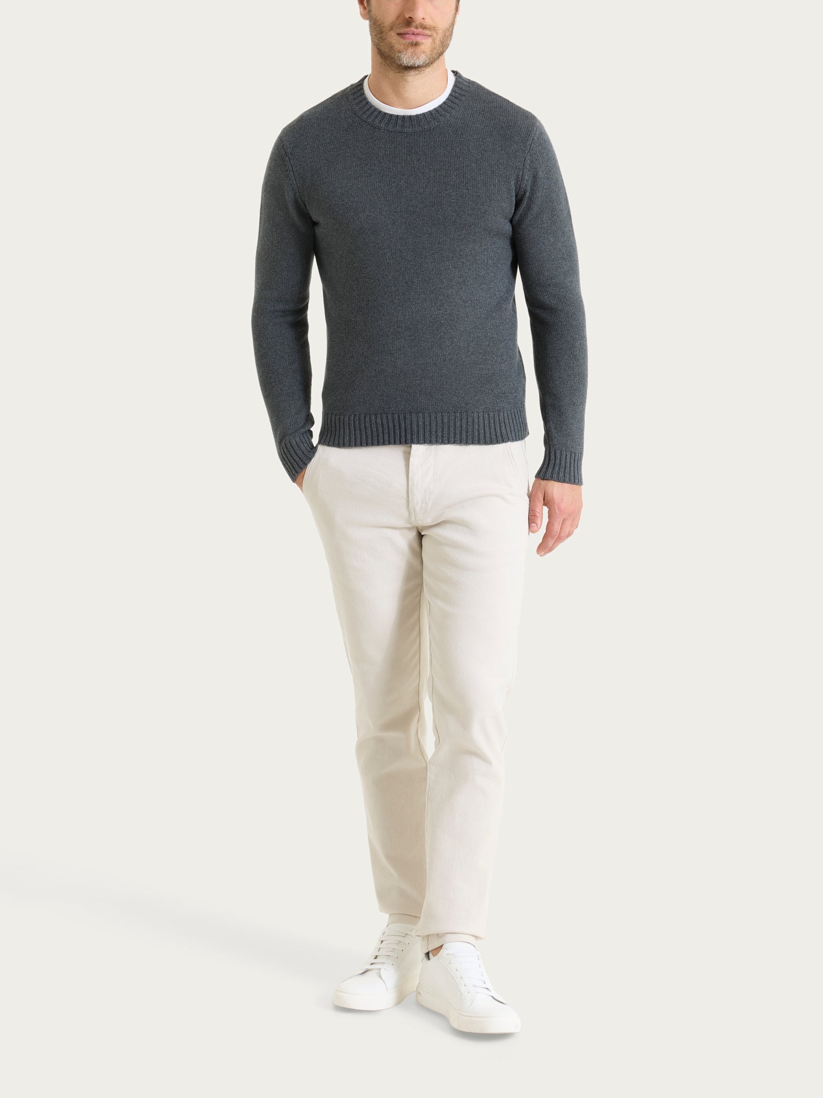 Ragno Winter Cotton pull girocollo Ardesia Mel. puro cotone
