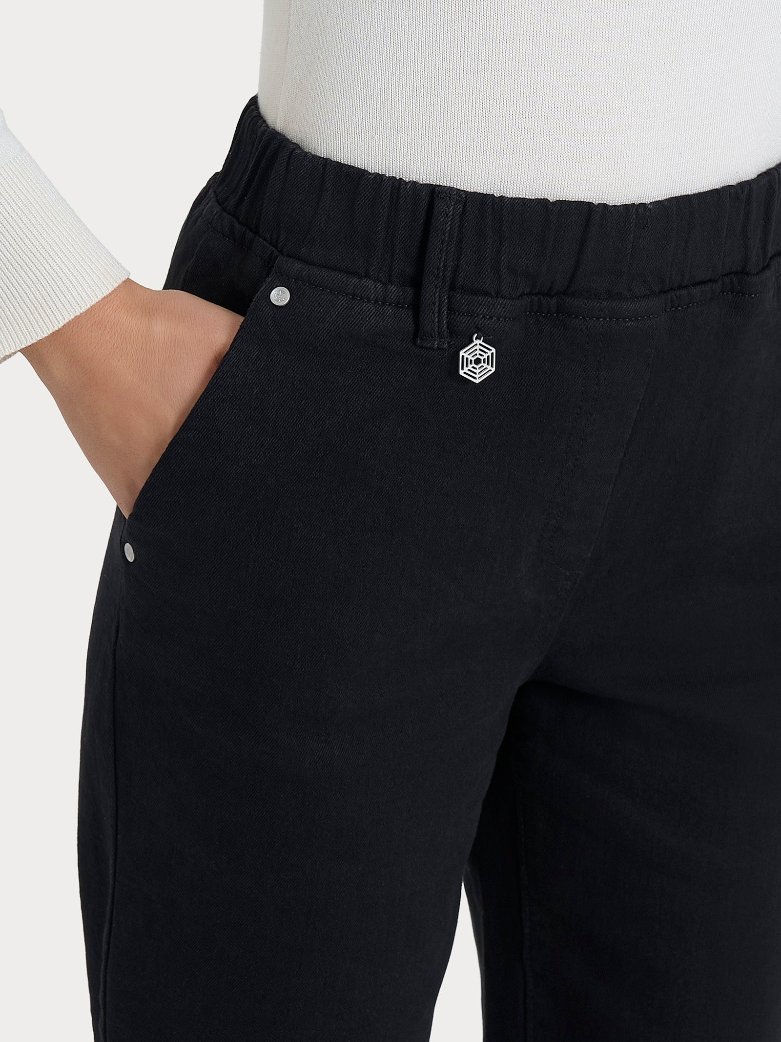 Ragno Super Denim Jeans Carota Nero Elasticizzato Tasche