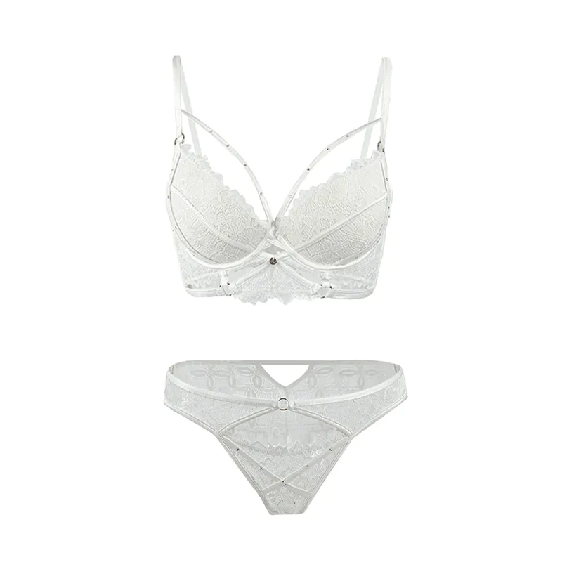 Maria Grazia Severi Ivory Lace Strappy completo intimo bianco balconcino
