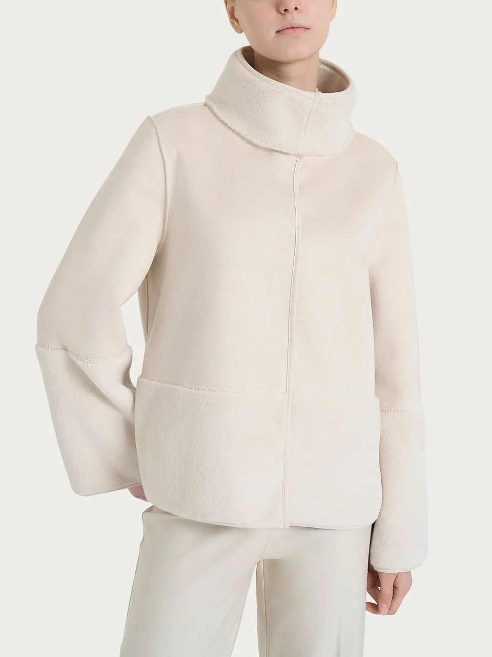 Ragno giacca corta double-face champignon in shearling