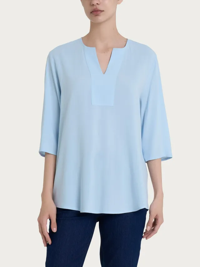Ragno EcoSeta blusa scollo V manica 3/4 Skyway fluida