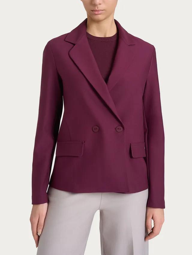 Ragno Compact blazer doppio petto Fig viola elasticizzato